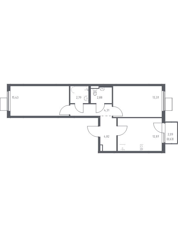 2 ккв 57,1 м²