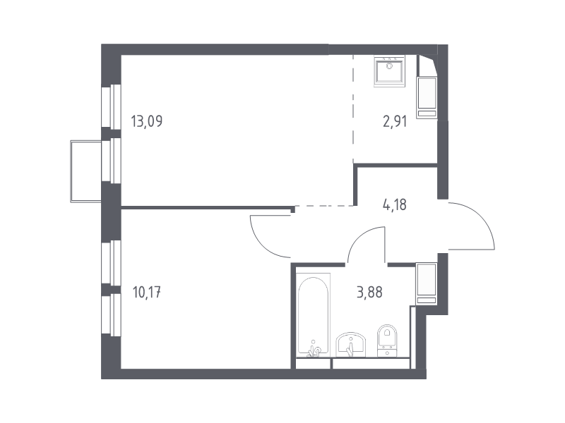 2 ккв (Евро) 34,2 м²