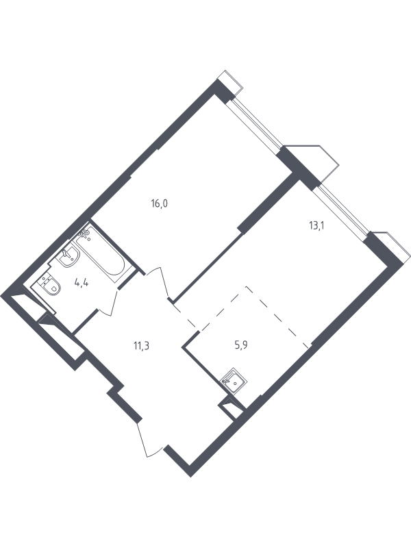 2 ккв (Евро) 51,5 м²
