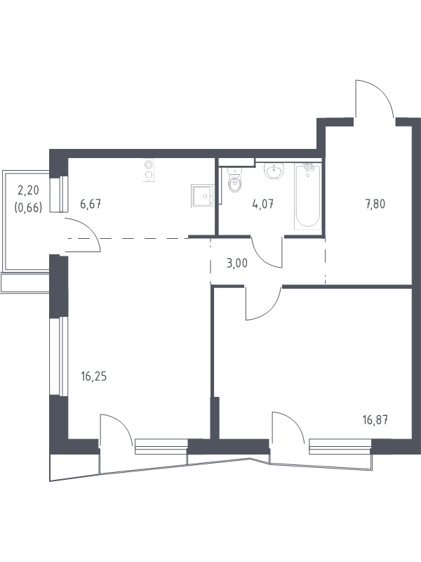2 ккв (Евро) 54,3 м²