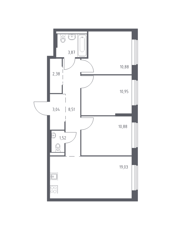 4 ккв (Евро) 70,6 м²