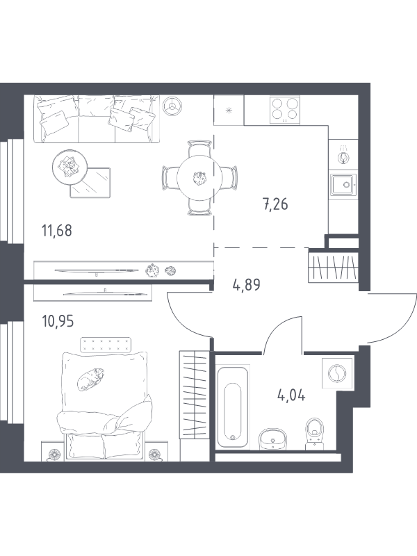 2 ккв (Евро) 38,8 м²