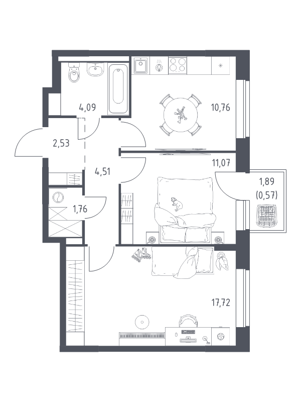 2 ккв 53 м²