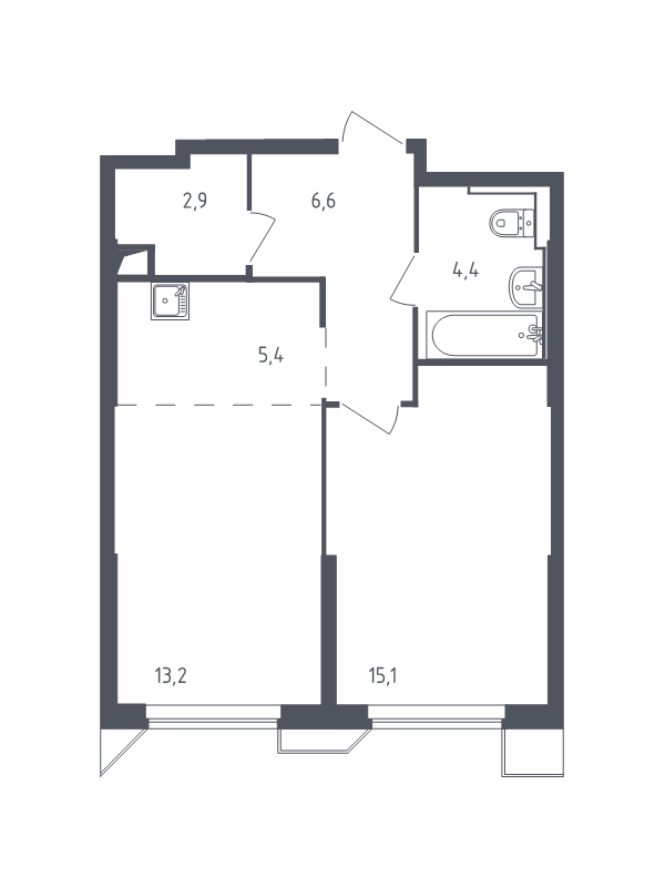 2 ккв (Евро) 47,2 м²