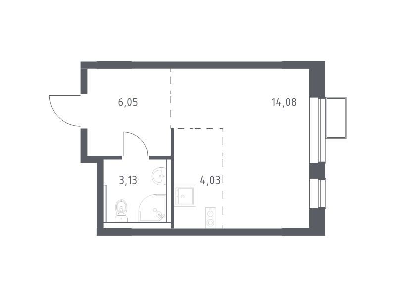 Студия 27,3 м²