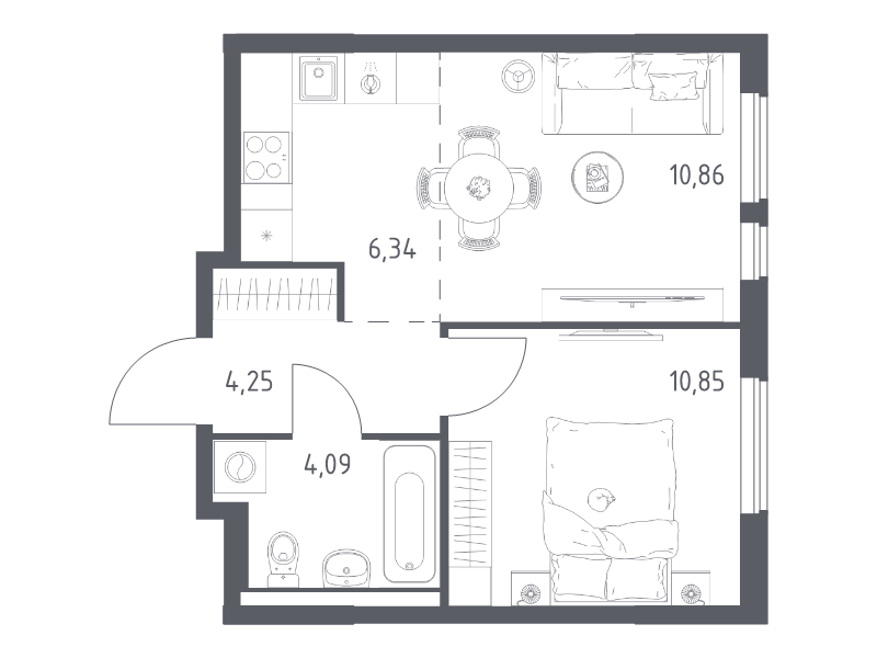2 ккв (Евро) 36,4 м²