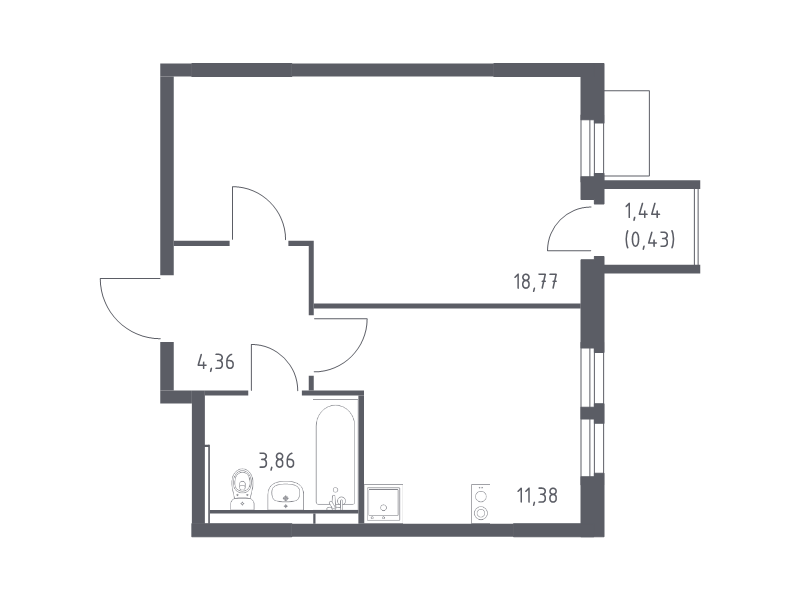 1 ккв 38,8 м²