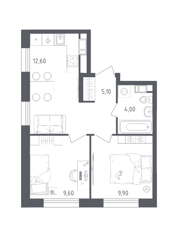 2 ккв 41,2 м²