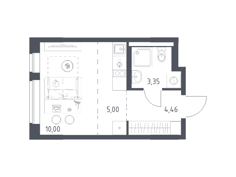 Студия 22,8 м²