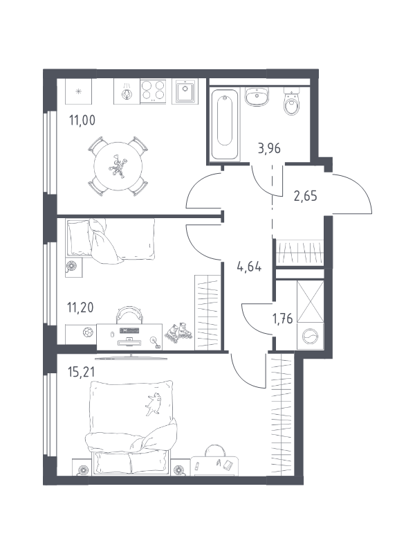 2 ккв 50,4 м²