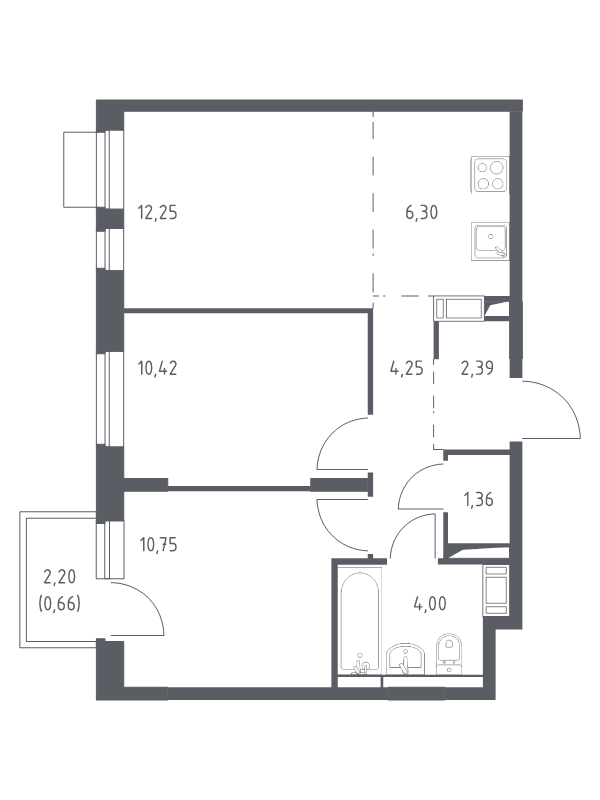 3 ккв (Евро) 52,4 м²