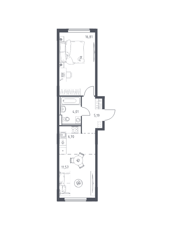 2 ккв (Евро) 44,3 м²