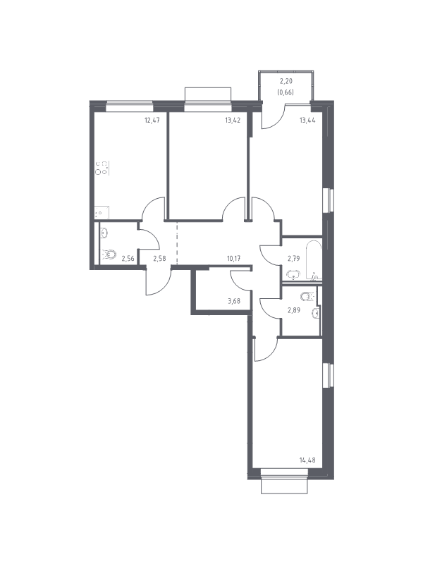 3 ккв 77,4 м²