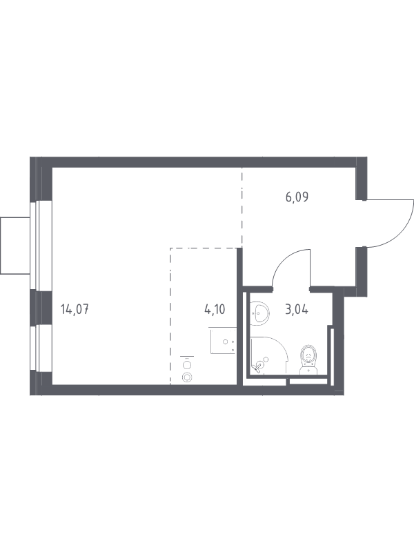 Студия 27,3 м²