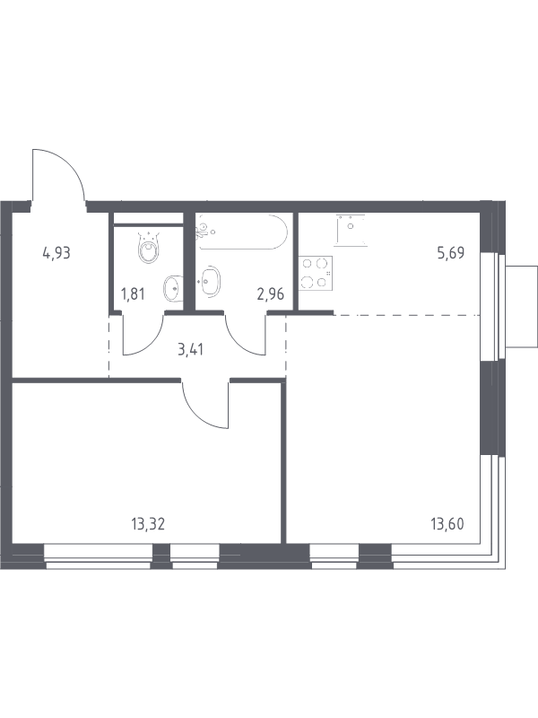 2 ккв (Евро) 45,7 м²