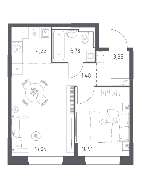 2 ккв (Евро) 40,8 м²
