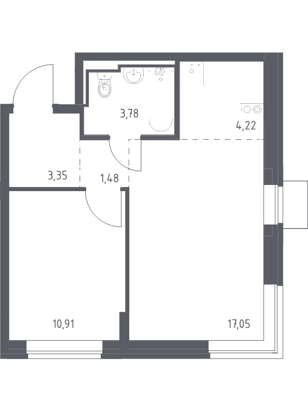 2 ккв (Евро) 40,8 м²
