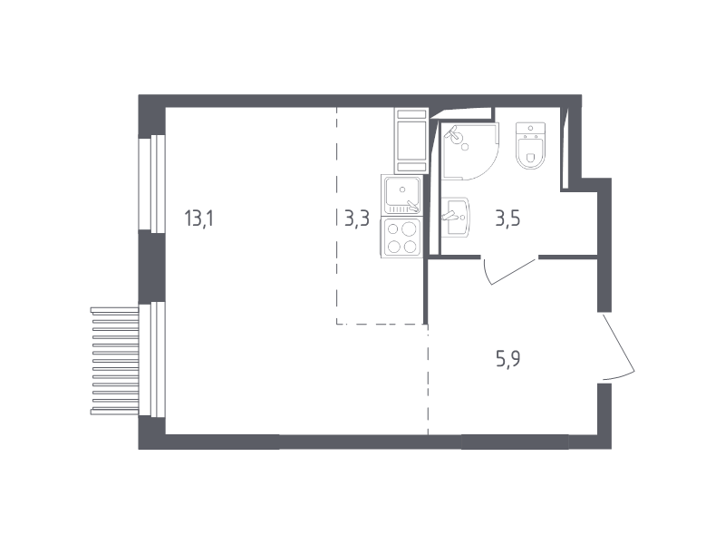 Студия 25,5 м²