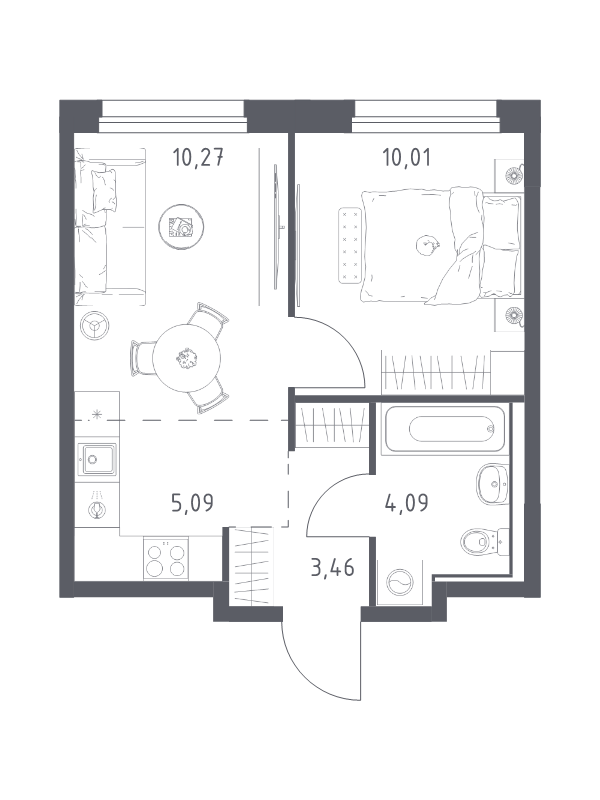 2 ккв (Евро) 32,9 м²