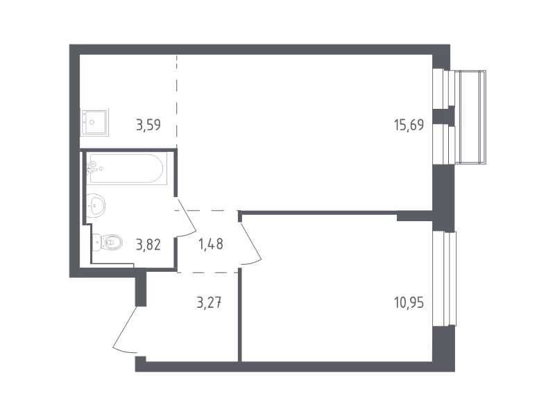 2 ккв (Евро) 38,8 м²