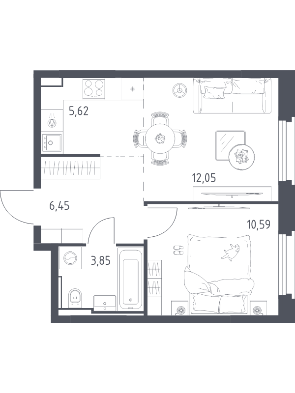 2 ккв (Евро) 38,6 м²