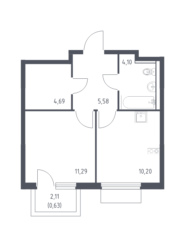 1 ккв 36,5 м²