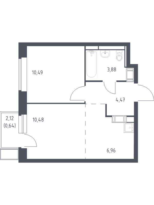 2 ккв (Евро) 36,9 м²