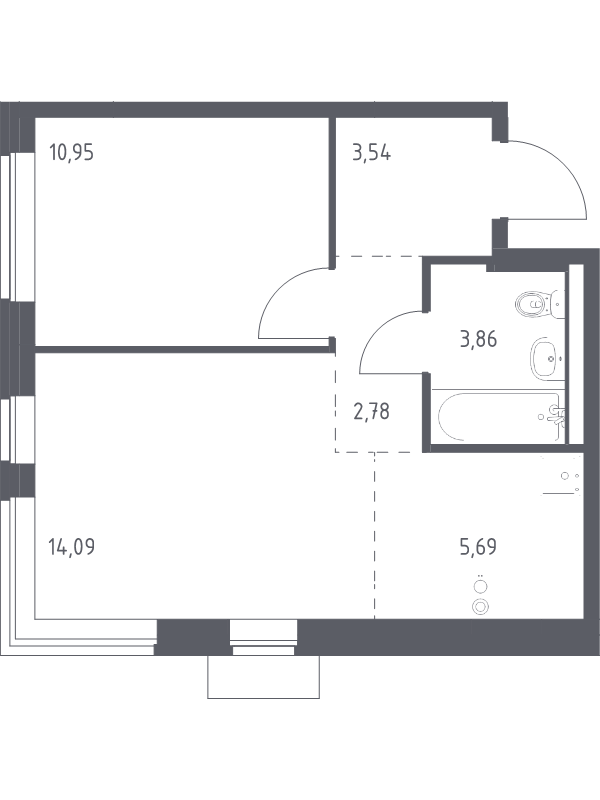 2 ккв (Евро) 40,9 м²