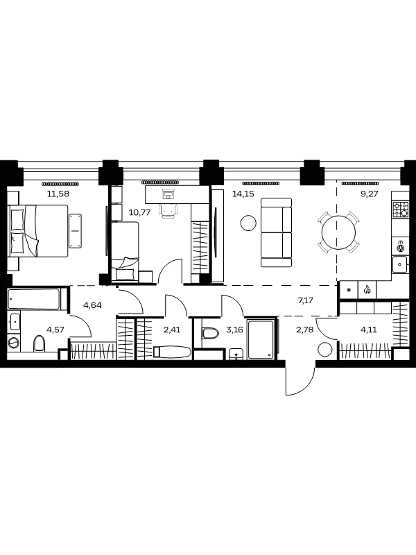 3 ккв (Евро) 74,6 м²