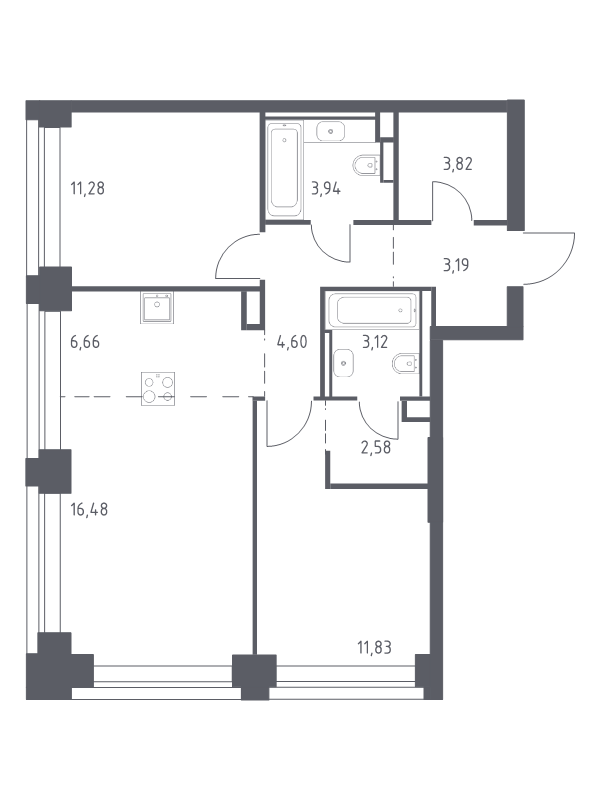 3 ккв (Евро) 67,5 м²
