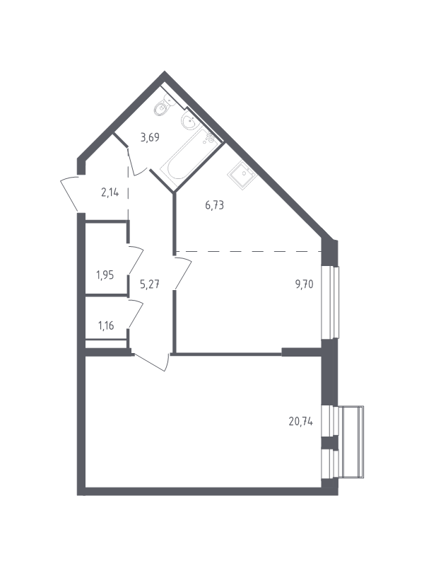 2 ккв (Евро) 51,4 м²