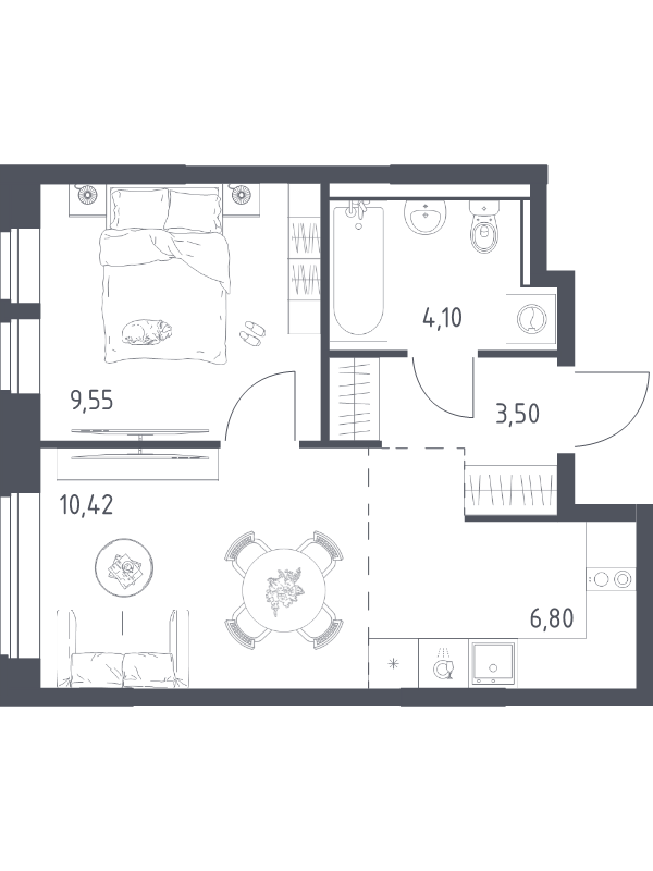 2 ккв (Евро) 34,4 м²