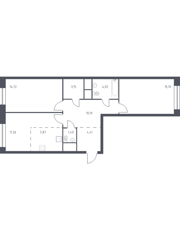 3 ккв (Евро) 71,1 м²
