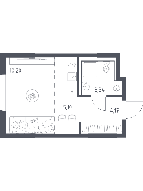 Студия 22,8 м²