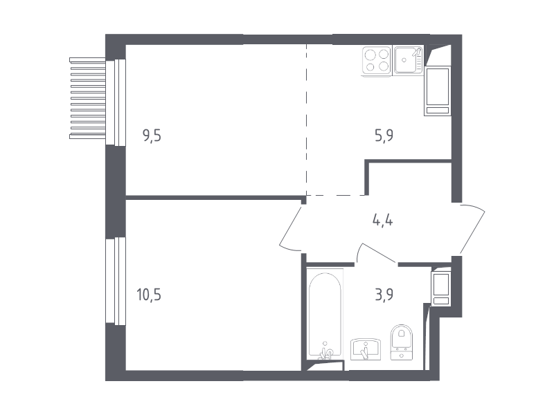 2 ккв (Евро) 33,9 м²