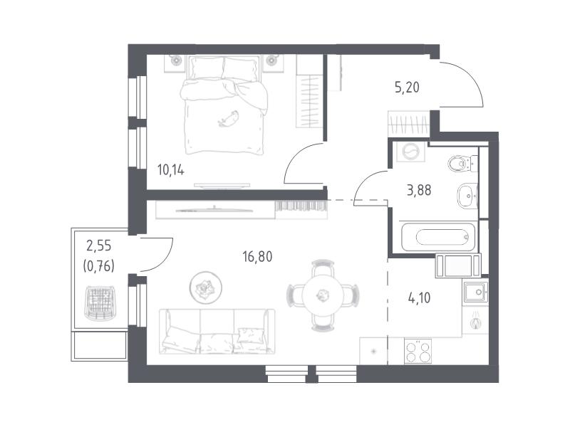 2 ккв (Евро) 40,9 м²