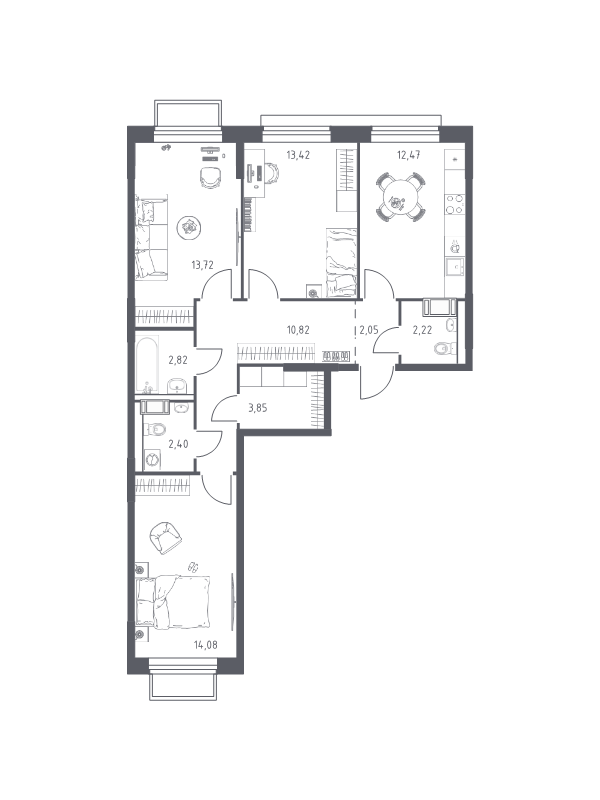 3 ккв 77,9 м²