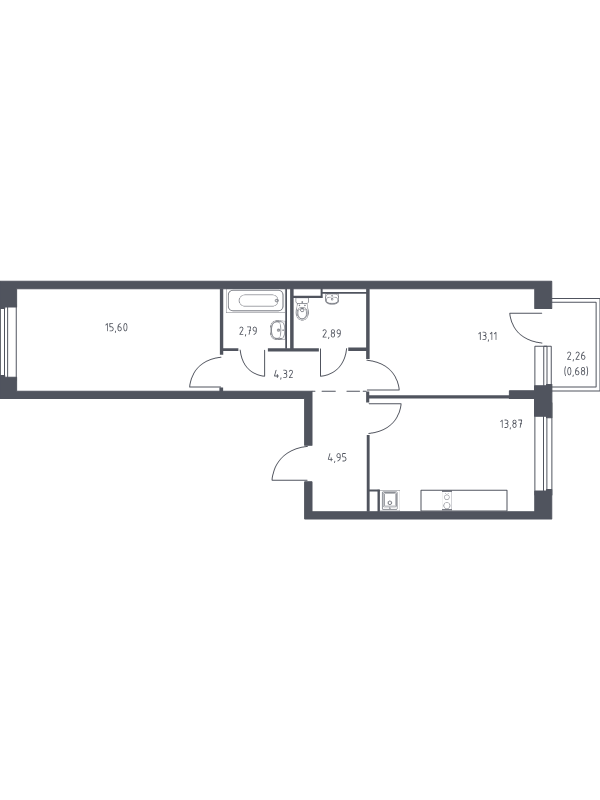 2 ккв 58,2 м²