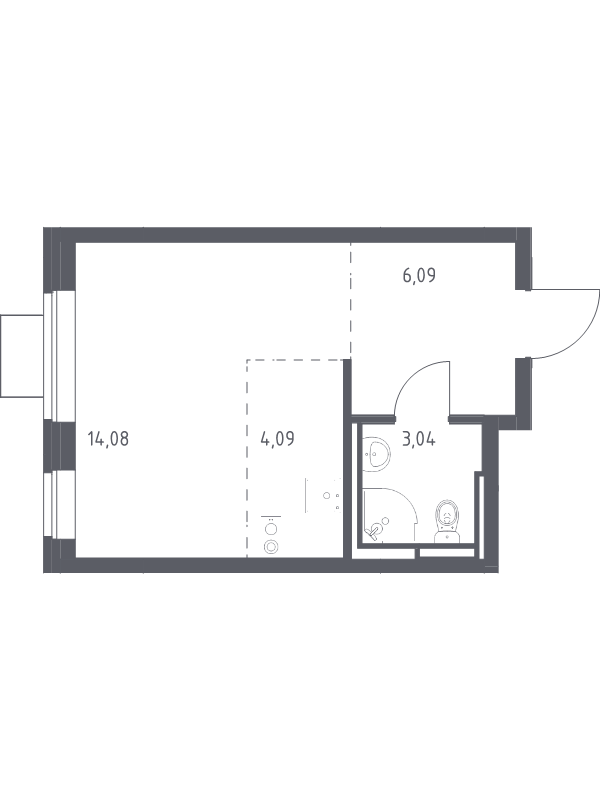Студия 27,3 м²
