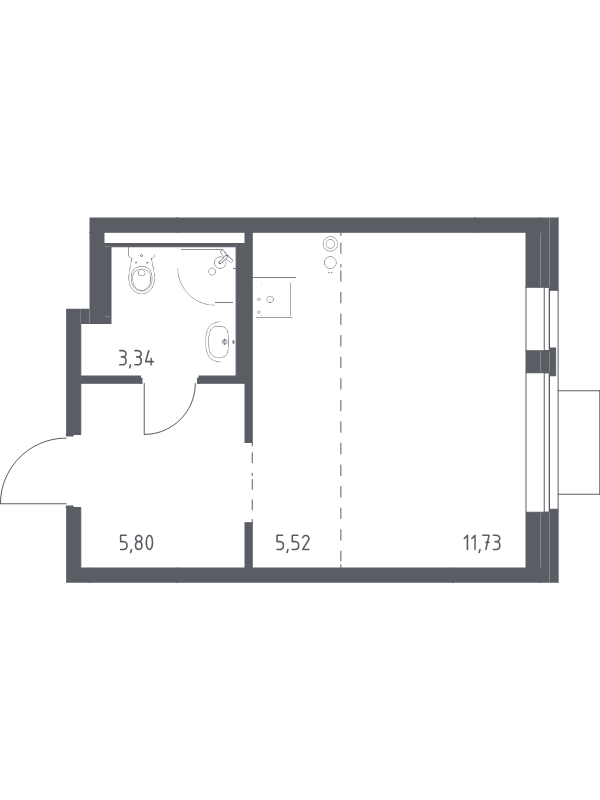 Студия 26,4 м²