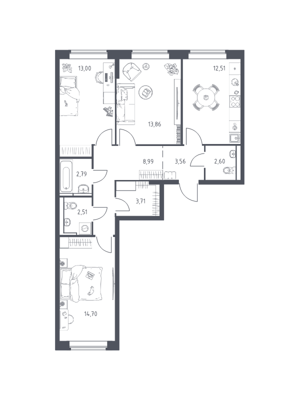 3 ккв 78,2 м²