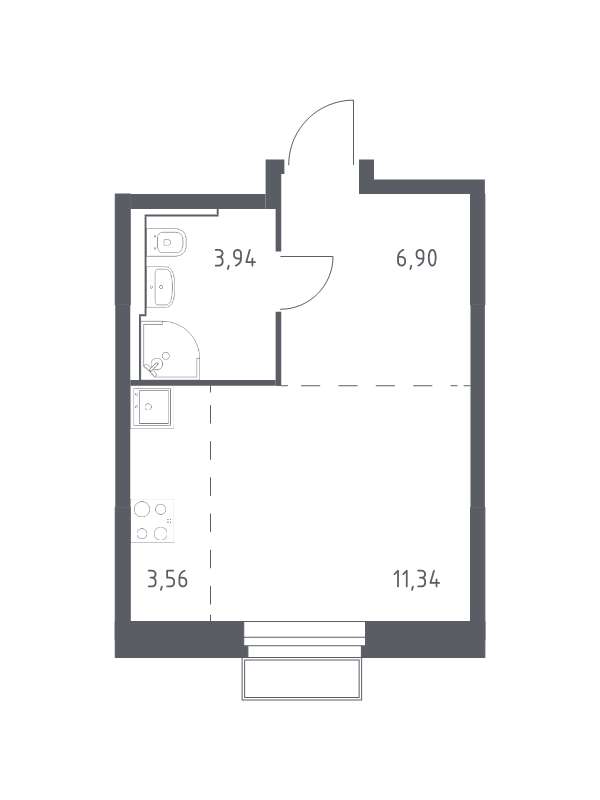 Студия 25,7 м²