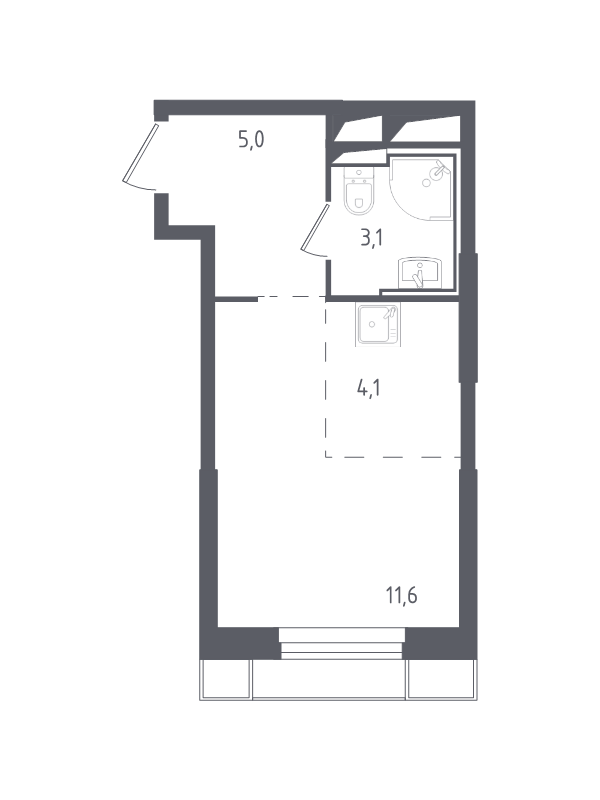 Студия 23,5 м²