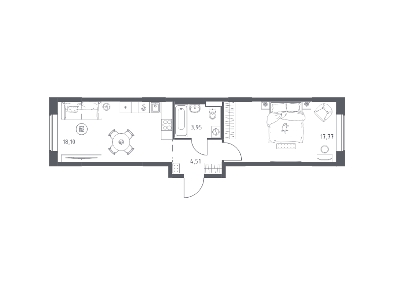 2 ккв (Евро) 44,3 м²