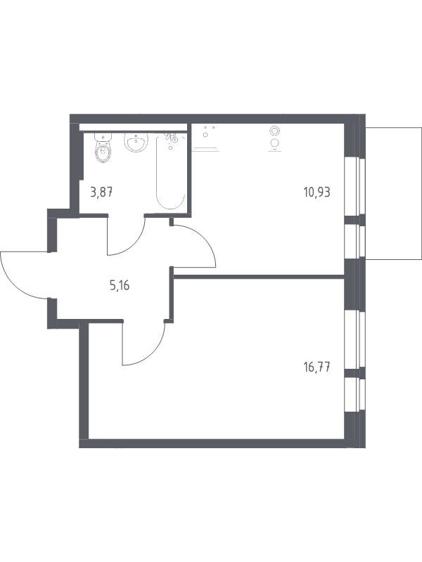 1 ккв 36,7 м²
