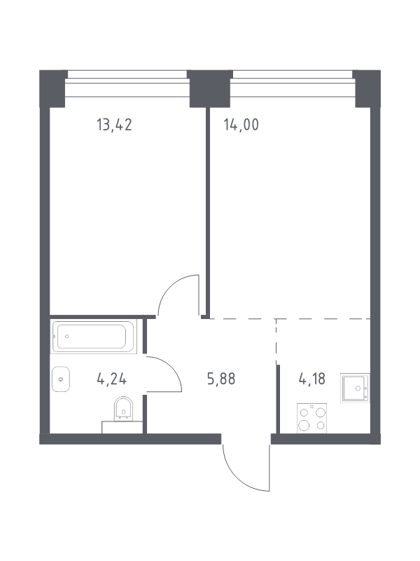 2 ккв (Евро) 41,7 м²