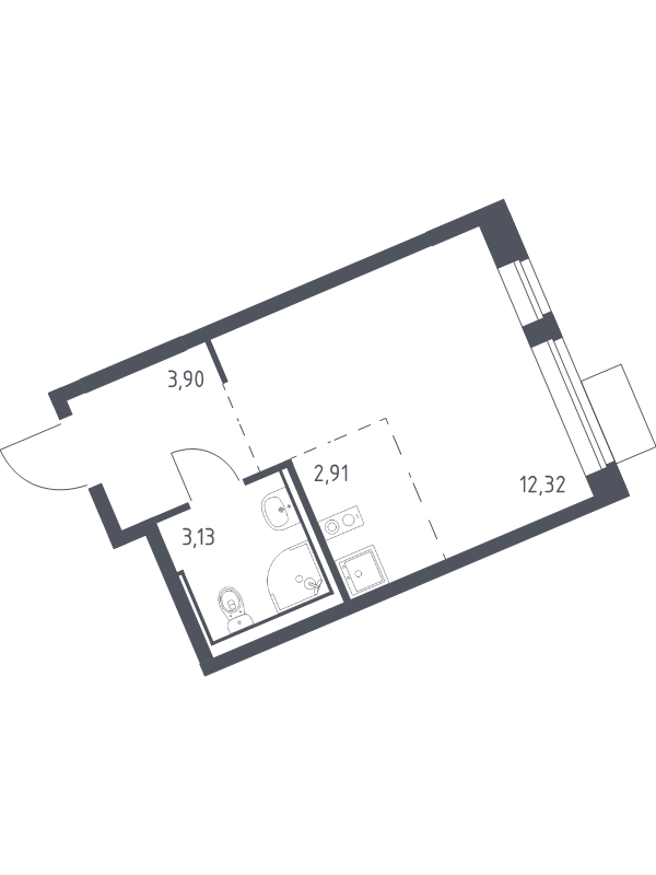 Студия 22,3 м²