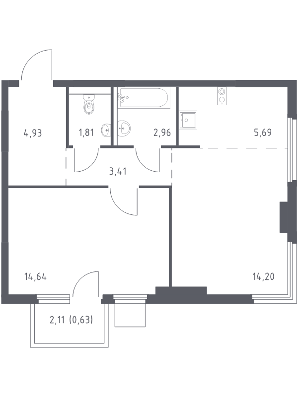 2 ккв (Евро) 48,3 м²