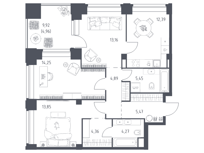 3 ккв 83,1 м²