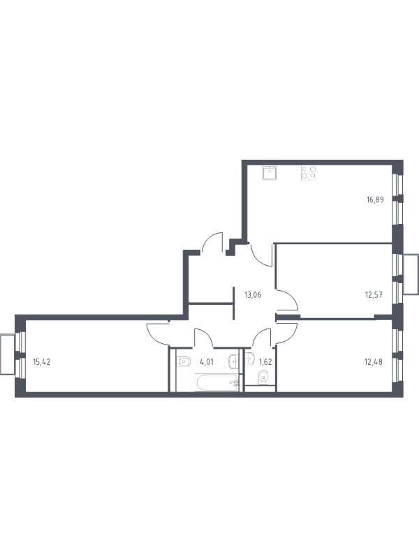 4 ккв (Евро) 76,2 м²